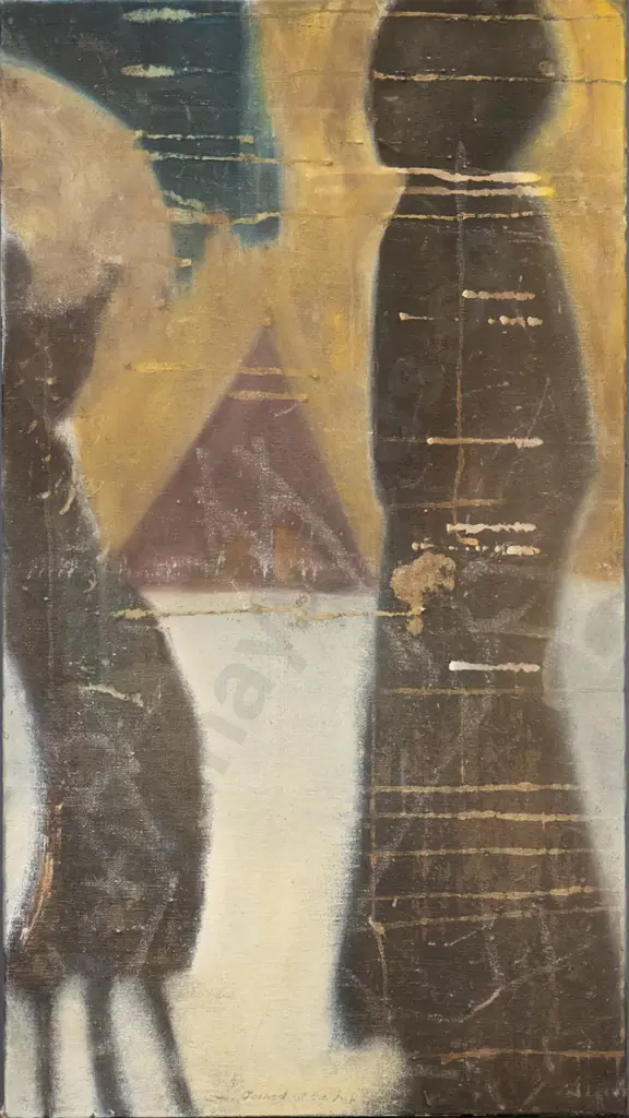 Scott McFarlane 1992 - acrylic on board "Joined at the hip" H-600 W-340 Image 1++