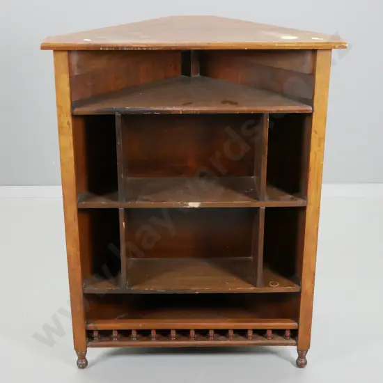 vintage mahogany open shelf corner cabinet - split to top H920 W700 D370