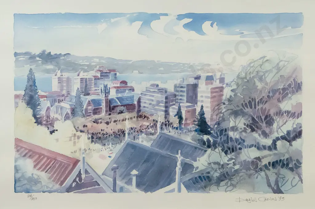 Douglas Chowns - framed ltd edition print 84/350 - Dunedin scene H-400 W-610 Image 1++