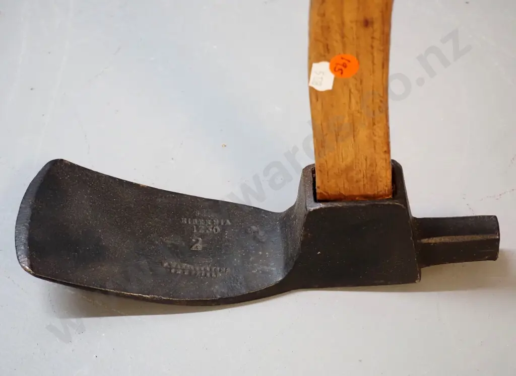 vintage wood-handled adze - cast iron marked Hibernia, 1230, unknown maker, Sheffield. L-920 Image 1++