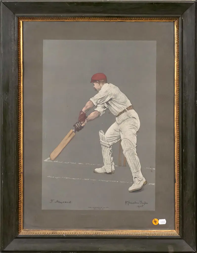 framed vintage print cricketer H-380 W-250 Image 1++