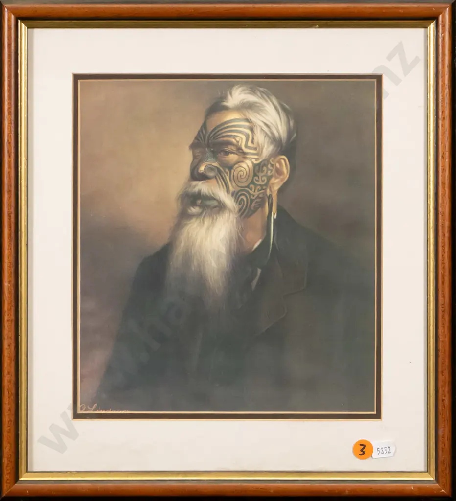 framed Lindauer print - portrait H-225 W-200 Image 1++