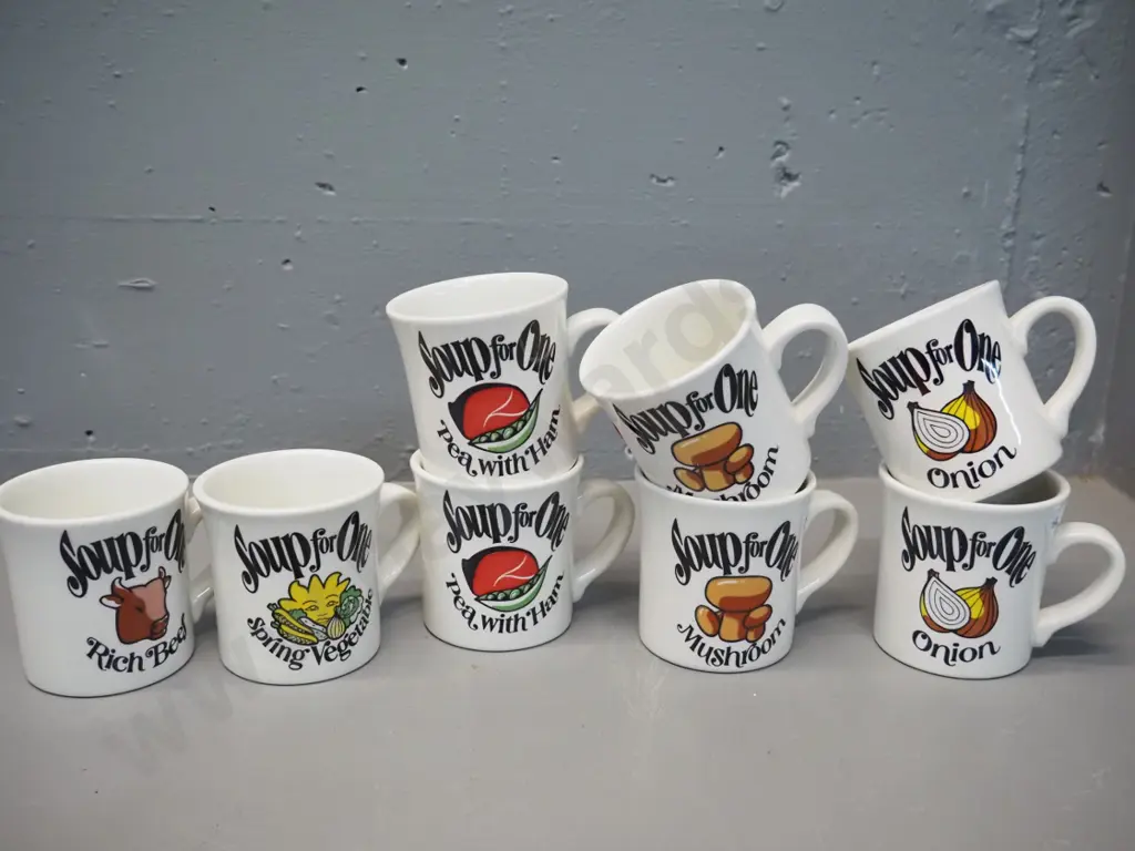 8 Crown Lynn "Soup For One" mugs Image 1++