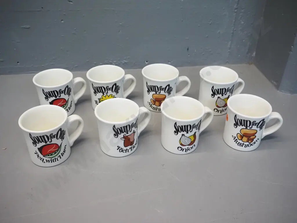 8 Crown Lynn "Soup For One" mugs Image 1++