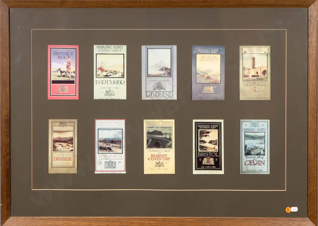 framed Ordnance Survey tourist maps England H-400 W-630 Image 1++