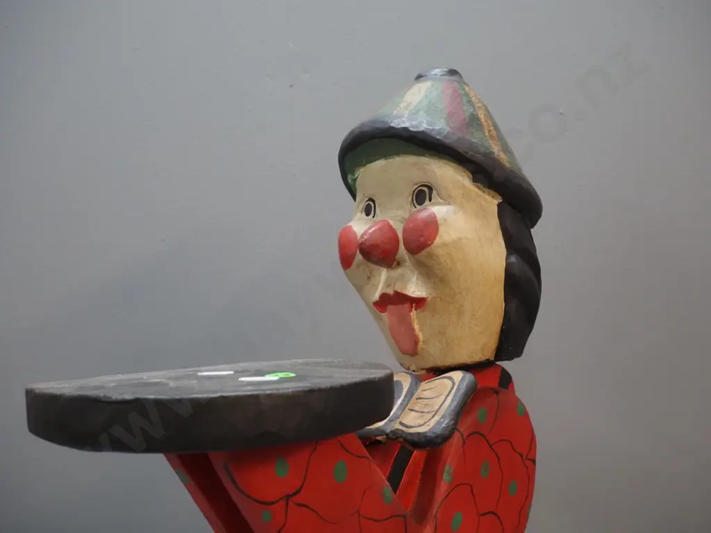 hand painted wooden clown figural plant stand H-860 Image 1++