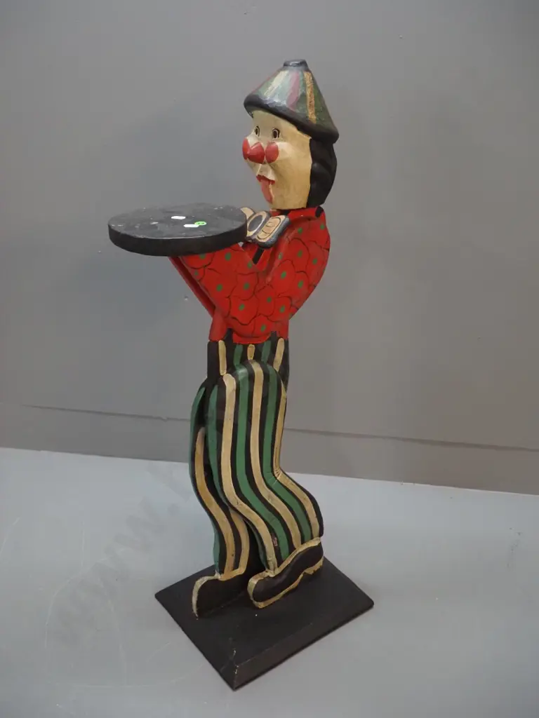 hand painted wooden clown figural plant stand H-860 Image 1++