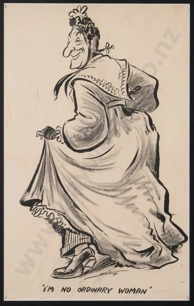 Framed Sid Scales cartoon "Charley's Aunt" H-530 W-330 (wrinkling and slight staining) Image 1++