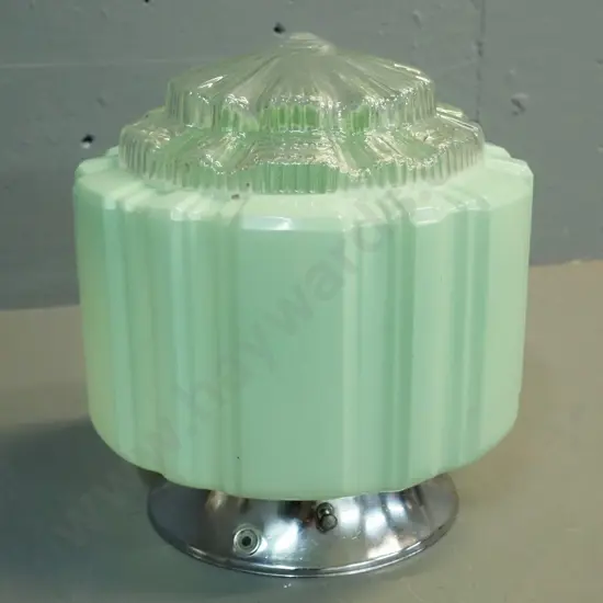 deco light green and clear glass ceiling light fitting with chrome journal H-240 D-220