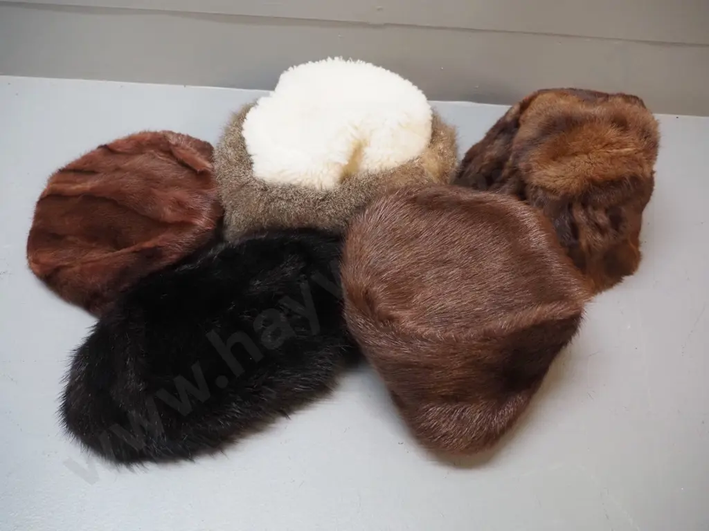 5 lady's hats - 4 fur and one lamb's hide with fur trim Image 1++