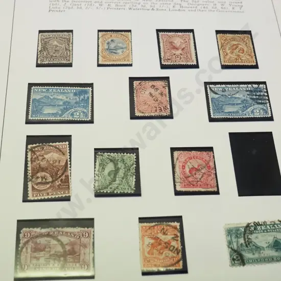 New Zealand stamp album with large number of unhinged stamps, from 1873 newspaper stamp to 1980