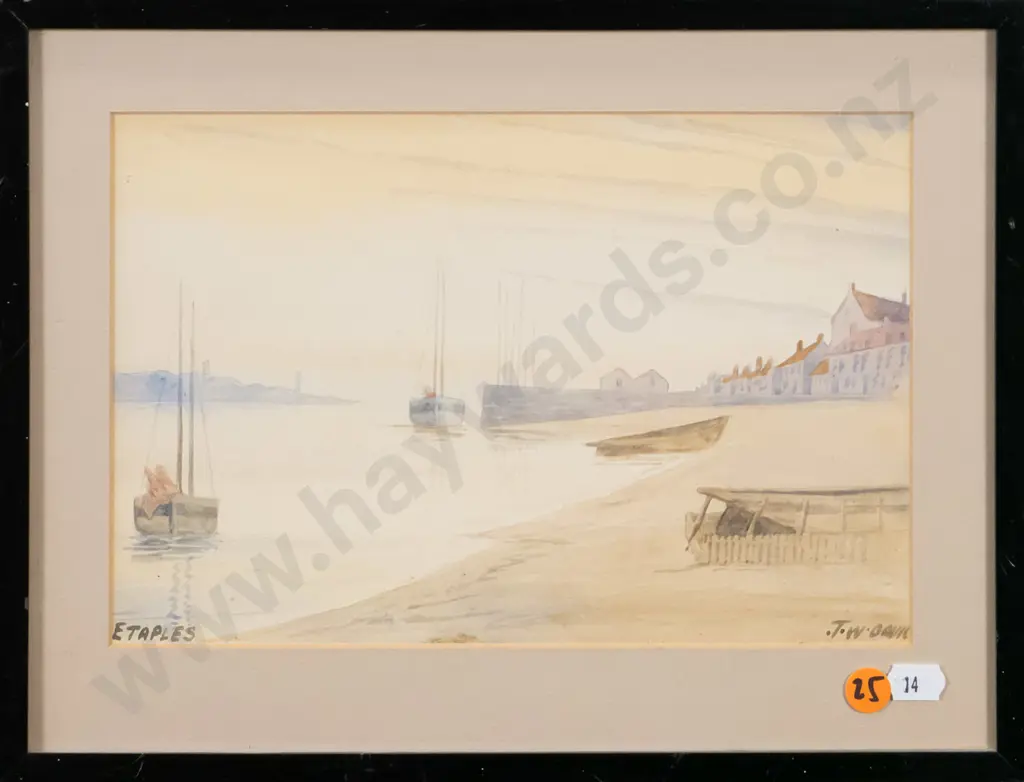 framed watercolour costal scene H-160 W-240 Image 1++