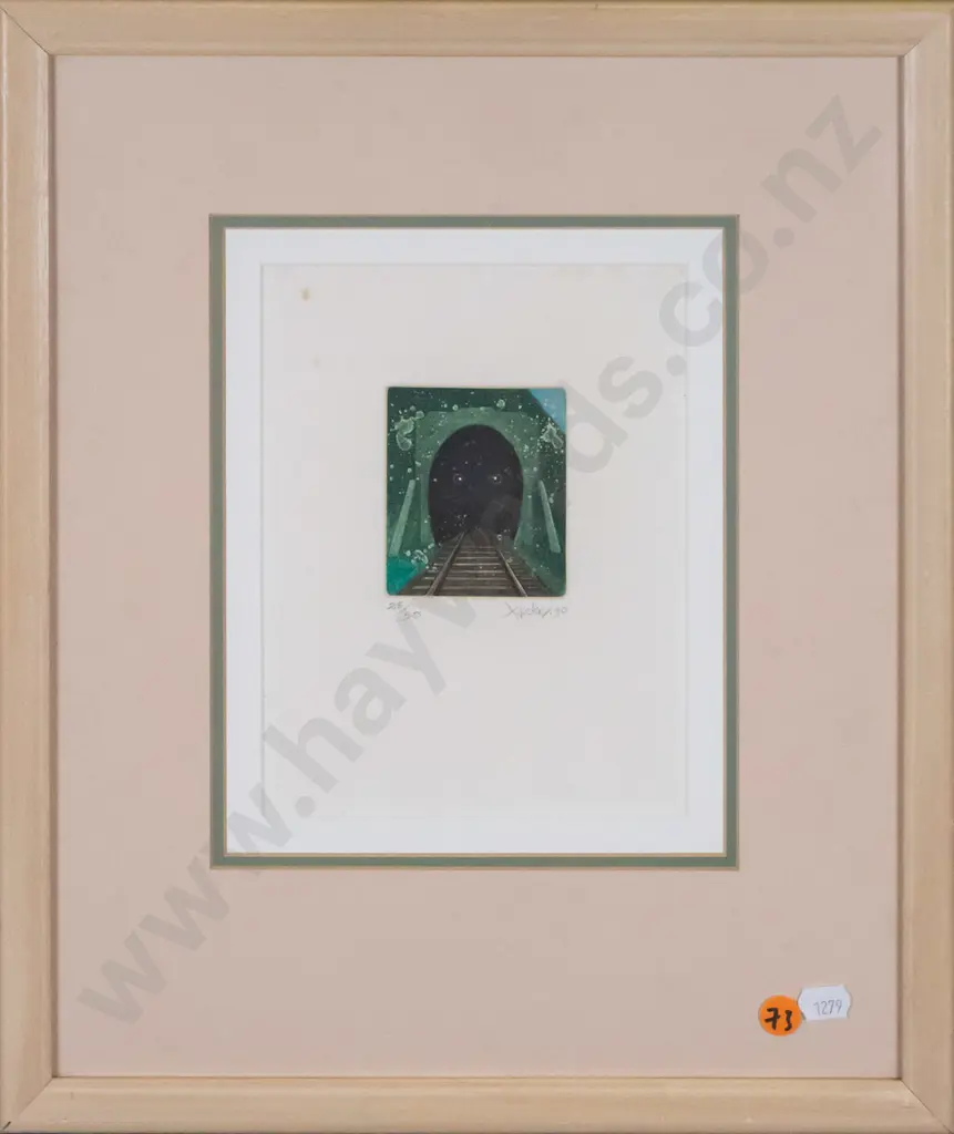 Tricker 90 - framed ltd print 28/50 "Cats eyes in tunnel" H-70 W-60 (slight foxing) Image 1++