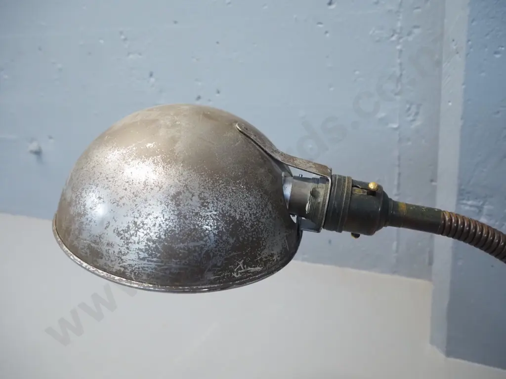 vintage industrial style goose-neck desk or work lamp - pitting and finish loss. Shade D-155, height as photographed 440 Image 1++