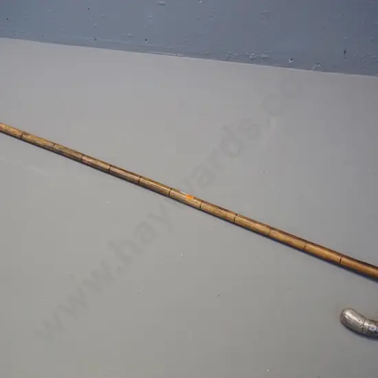vintage cane walking stick with sterling silver tip and brass foot L-900