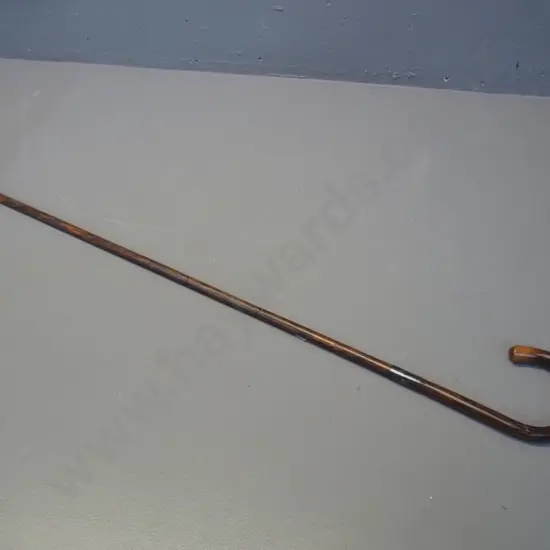 vintage cane walking stick with sterling silver band - monogrammed "ER" & 1932. L-900