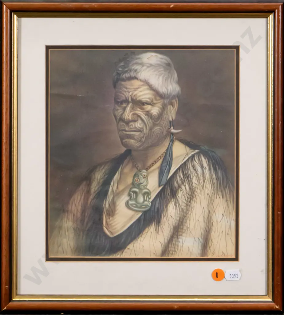 framed Lindauer print - portrait H-225 W-200 (slight wrinkling) Image 1++