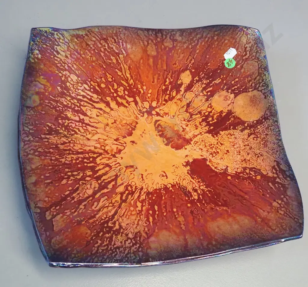 Danny Moorwood studio pottery square footed bowl - black below, splatter glaze pattern on top 300 x 300 Image 1++