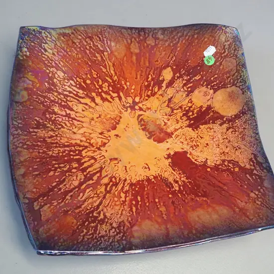 Danny Moorwood studio pottery square footed bowl - black below, splatter glaze pattern on top 300 x 300