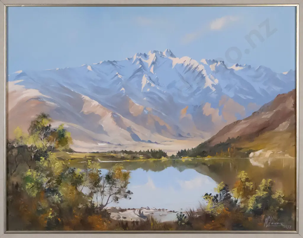 Charles D McKenzie 1982 - framed oil "Morning Light on the Remarkables" H-410 W-530 Image 1++