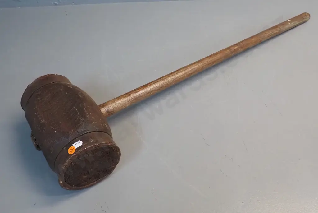large metal-bound wooden mallet L-900 Head is W-230 Diameter 120 Image 1++