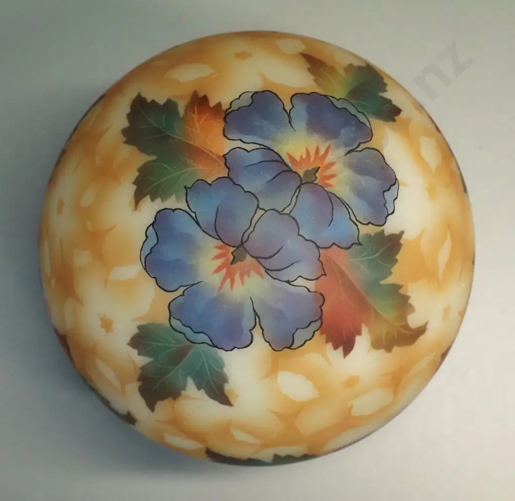 small frosted glass hand painted floral ball shaped light shade D-180 Image 1++
