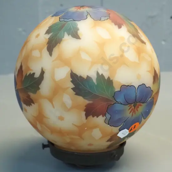 small frosted glass hand painted floral ball shaped light shade D-180
