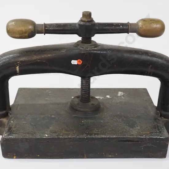 very heavy large book press with brass knobs - wear and tear H-430 platen 460 x 300
