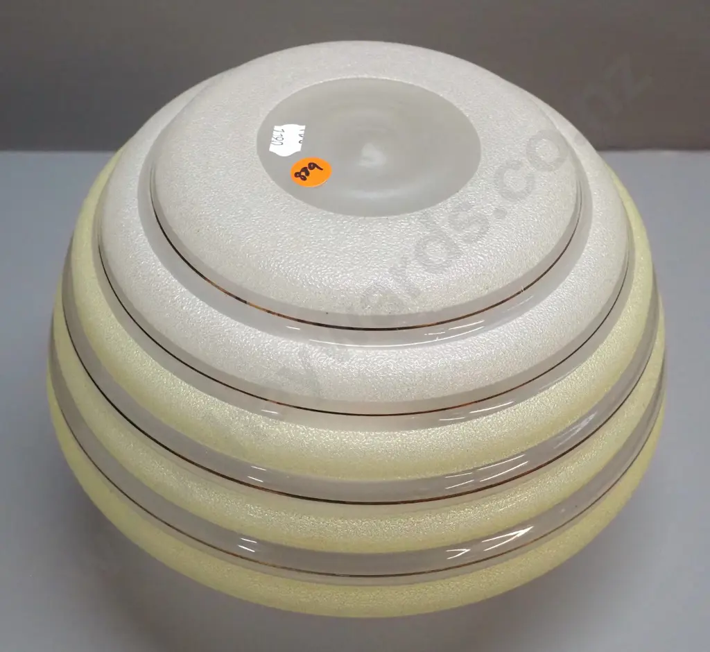 retro frosted and clear w/ gold pinstripe ceiling light fitting with chrome journal H-200 D-260 Image 1++