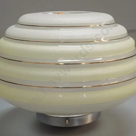 retro frosted and clear w/ gold pinstripe ceiling light fitting with chrome journal H-200 D-260