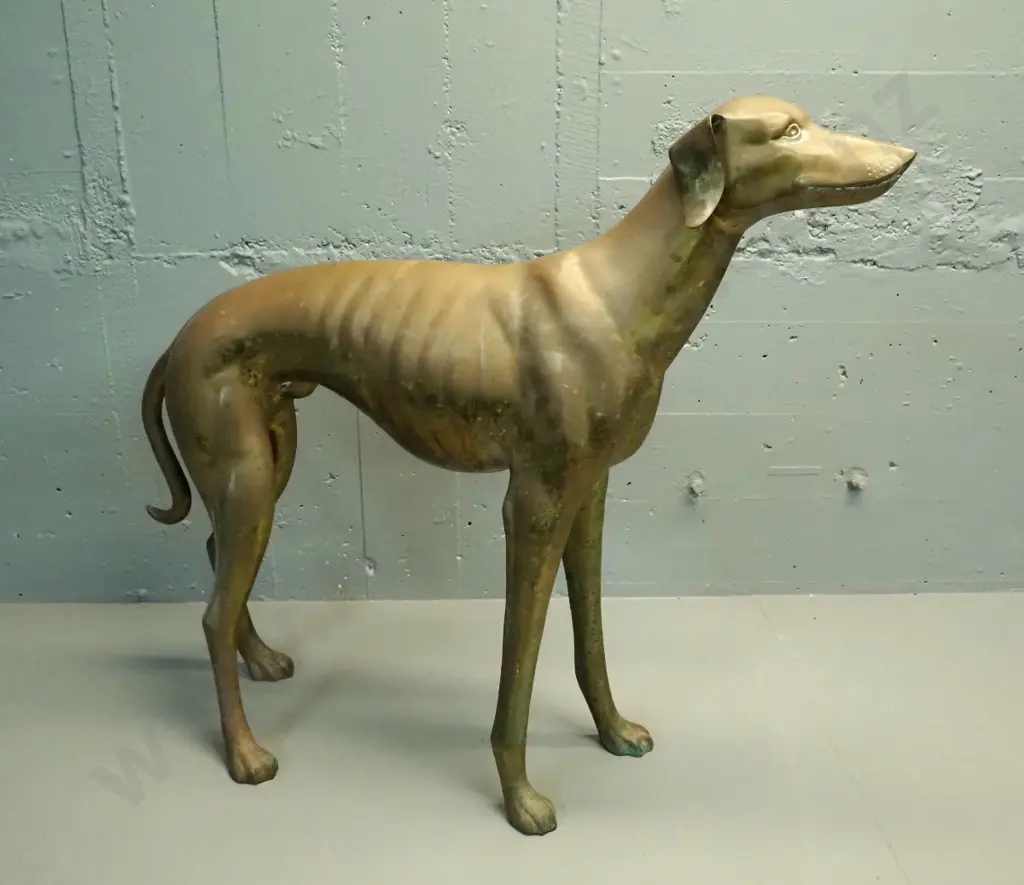 large cast brass standing greyhound dog figure H-760 L-860 Image 1++