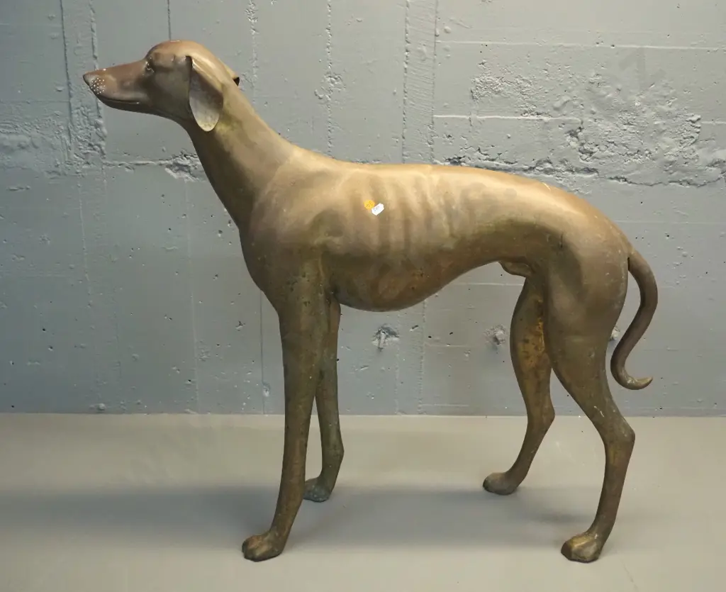 large cast brass standing greyhound dog figure H-760 L-860 Image 1++