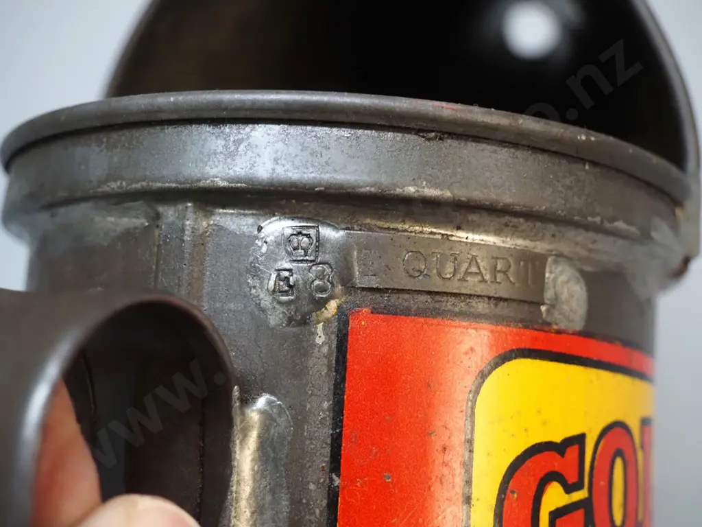 vintage Golden Shell Motor Oil one quart oil pourer H-250 W-220 Image 1++