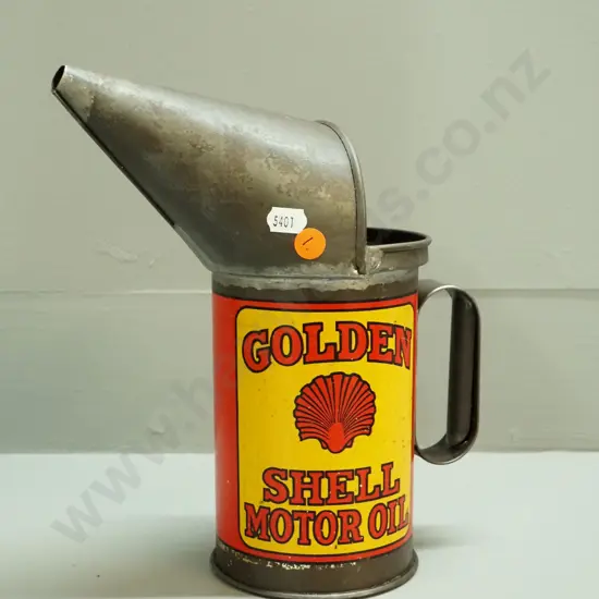 vintage Golden Shell Motor Oil one quart oil pourer H-250 W-220