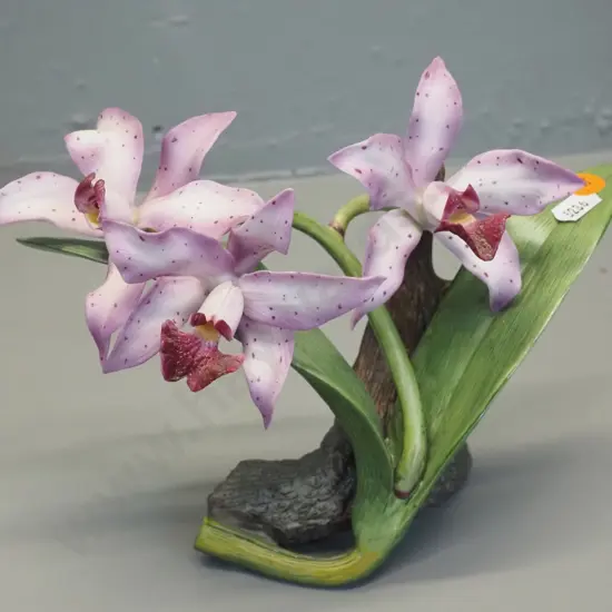 Ronald Van Ruyckevelt porcelain orchid figure marked "Glossy Amethyst" 11th World Orchid Conference H170 W220