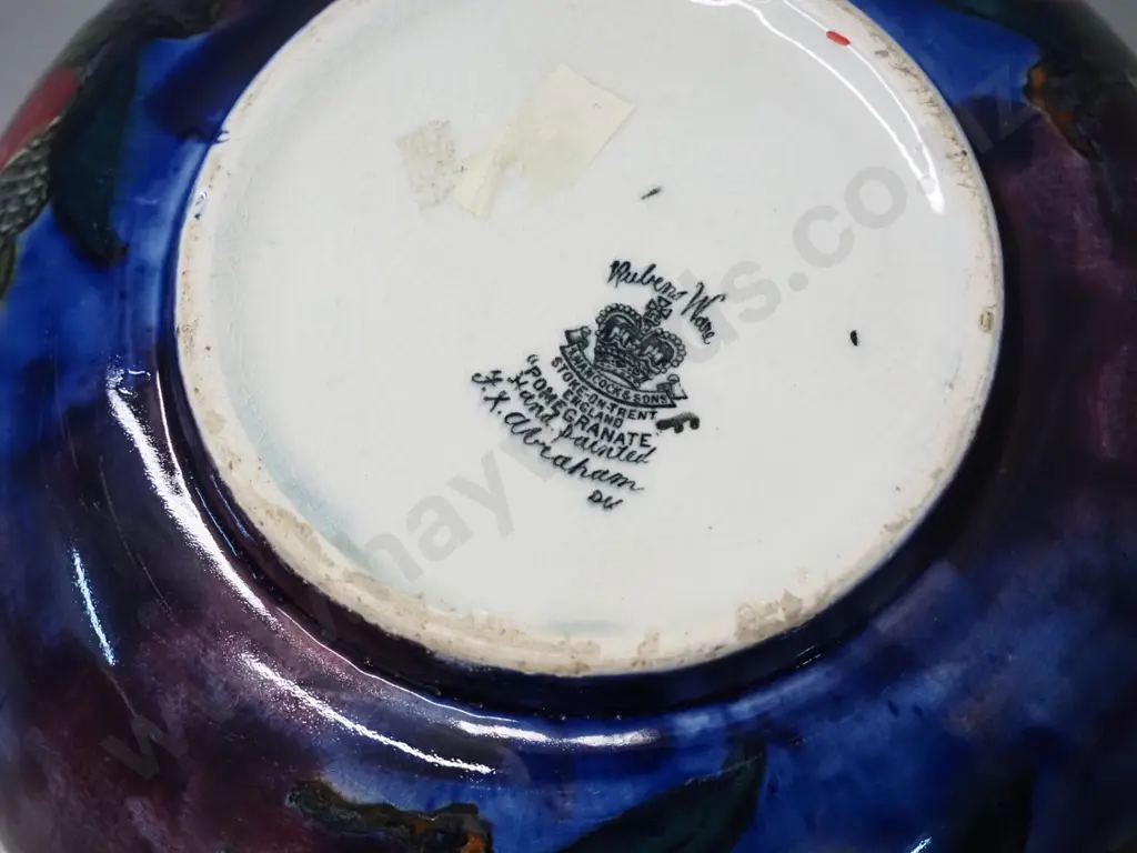 Hancock & Son pomegranate bowl - hand painted signed by FX Abraham H-90 D-230 Image 1++