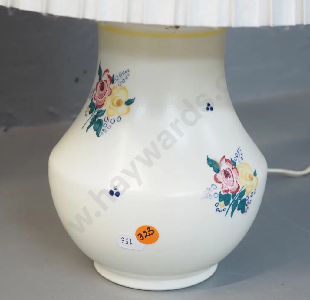 Poole floral china based table lamp with pleated shade H-370 Image 1++