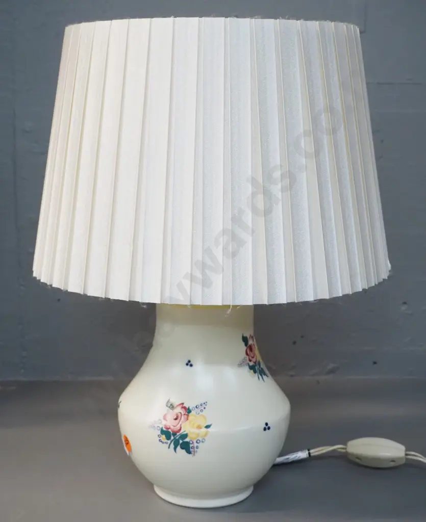 Poole floral china based table lamp with pleated shade H-370 Image 1++