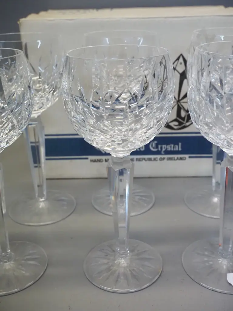 Waterford cut crystal wine glasses - 7 'Lismore' pattern Image 1++