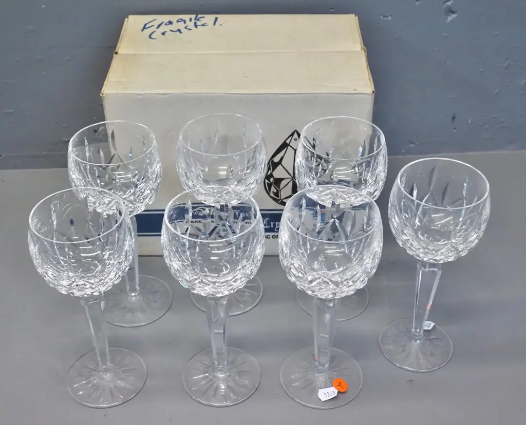 Waterford cut crystal wine glasses - 7 'Lismore' pattern Image 1++