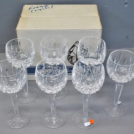 Waterford cut crystal wine glasses - 7 'Lismore' pattern