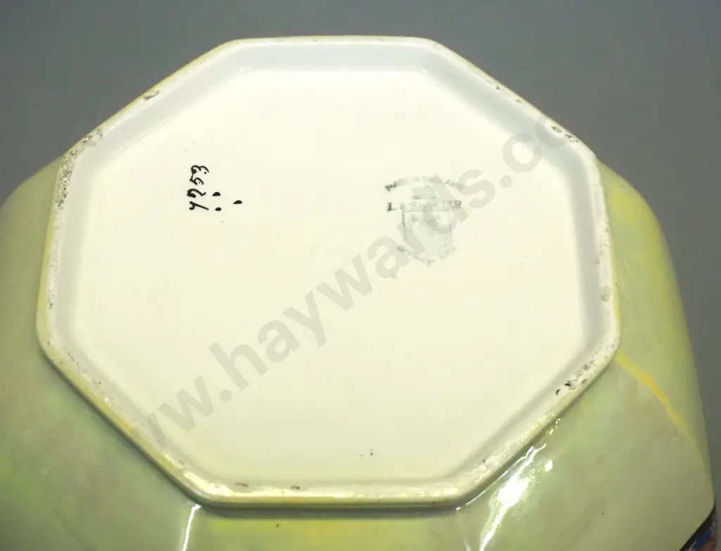 "L & Sons" yellow lustre jardiniere with asian motif band H-210 D-220 Image 1++