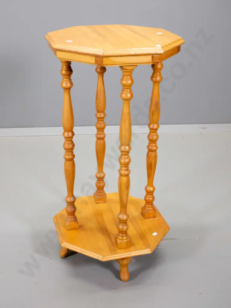 rimu tall occasional table with octagonal top, 4 turned supports H-790 W-390 D-390 Image 1++