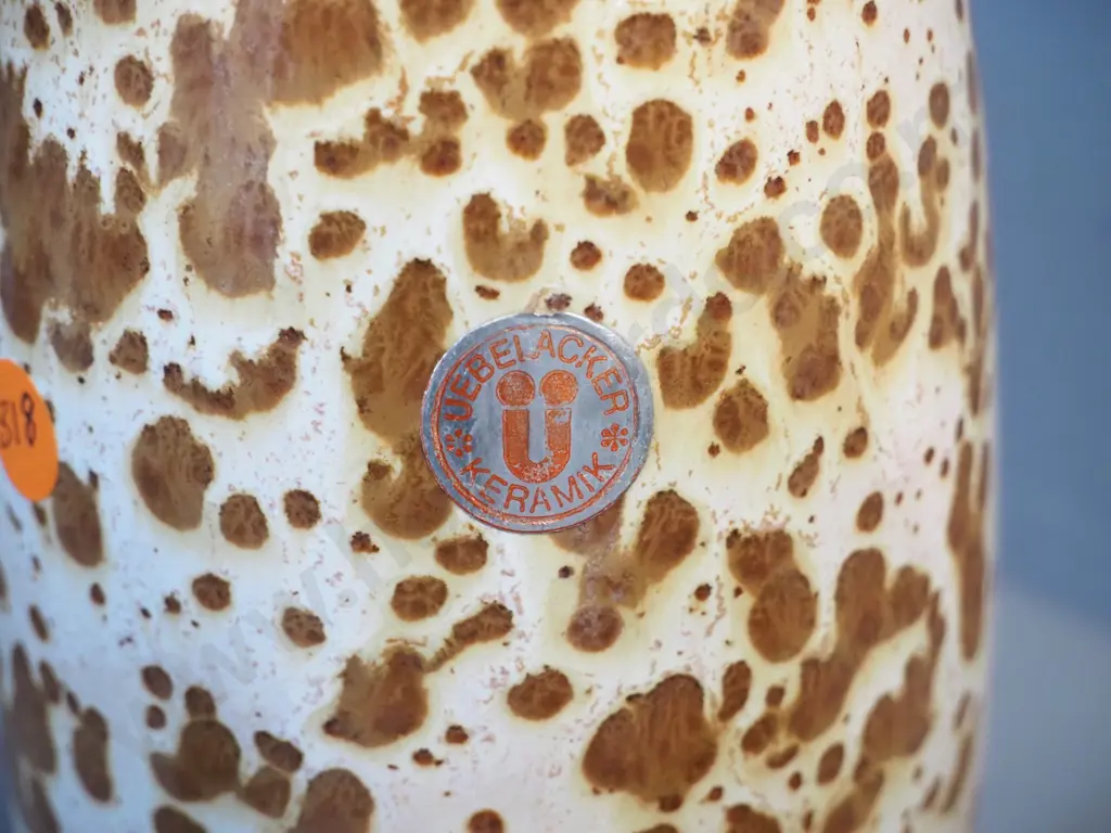 'Uebelacker' German pottery mottled glaze vase H400 Image 1++