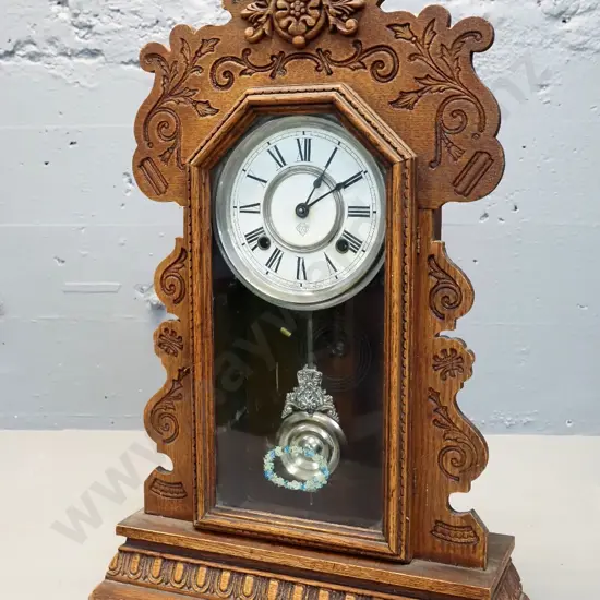 Ansonia mantel clock with key - not going H-570 W-360 D-130