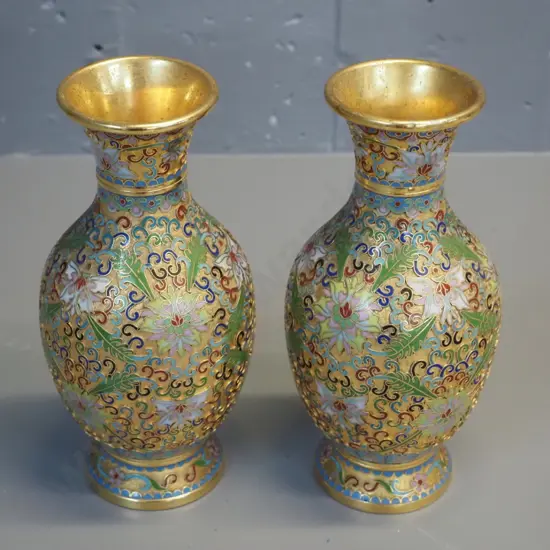 pair of asian cloisonne vases H-210