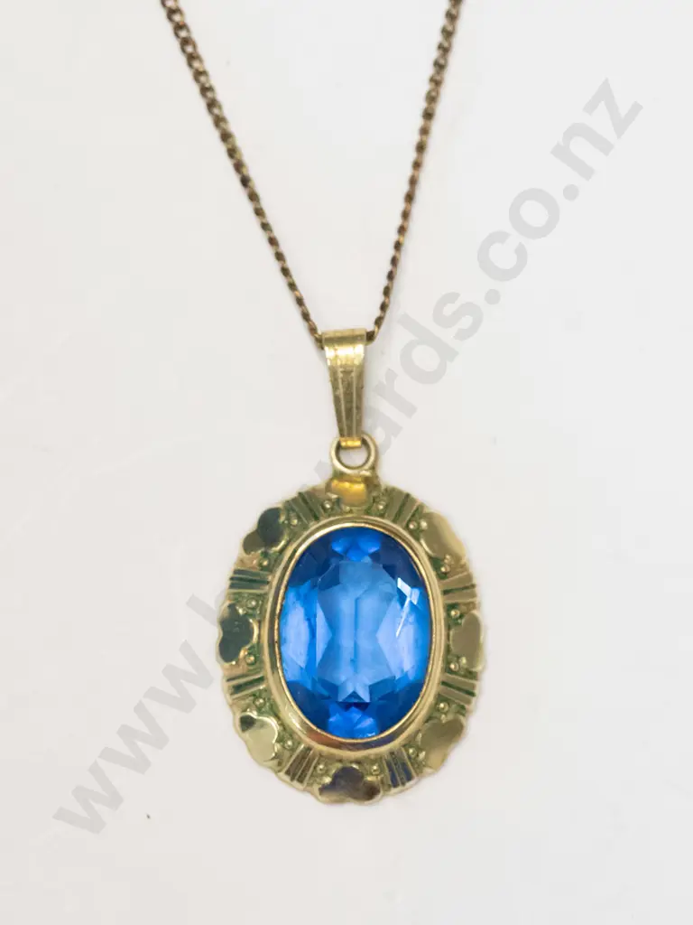 rolled gold blue stone necklace Image 1++