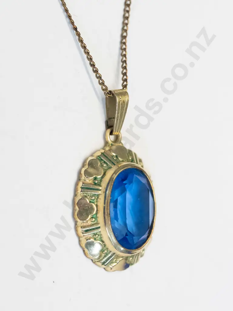 rolled gold blue stone necklace Image 1++
