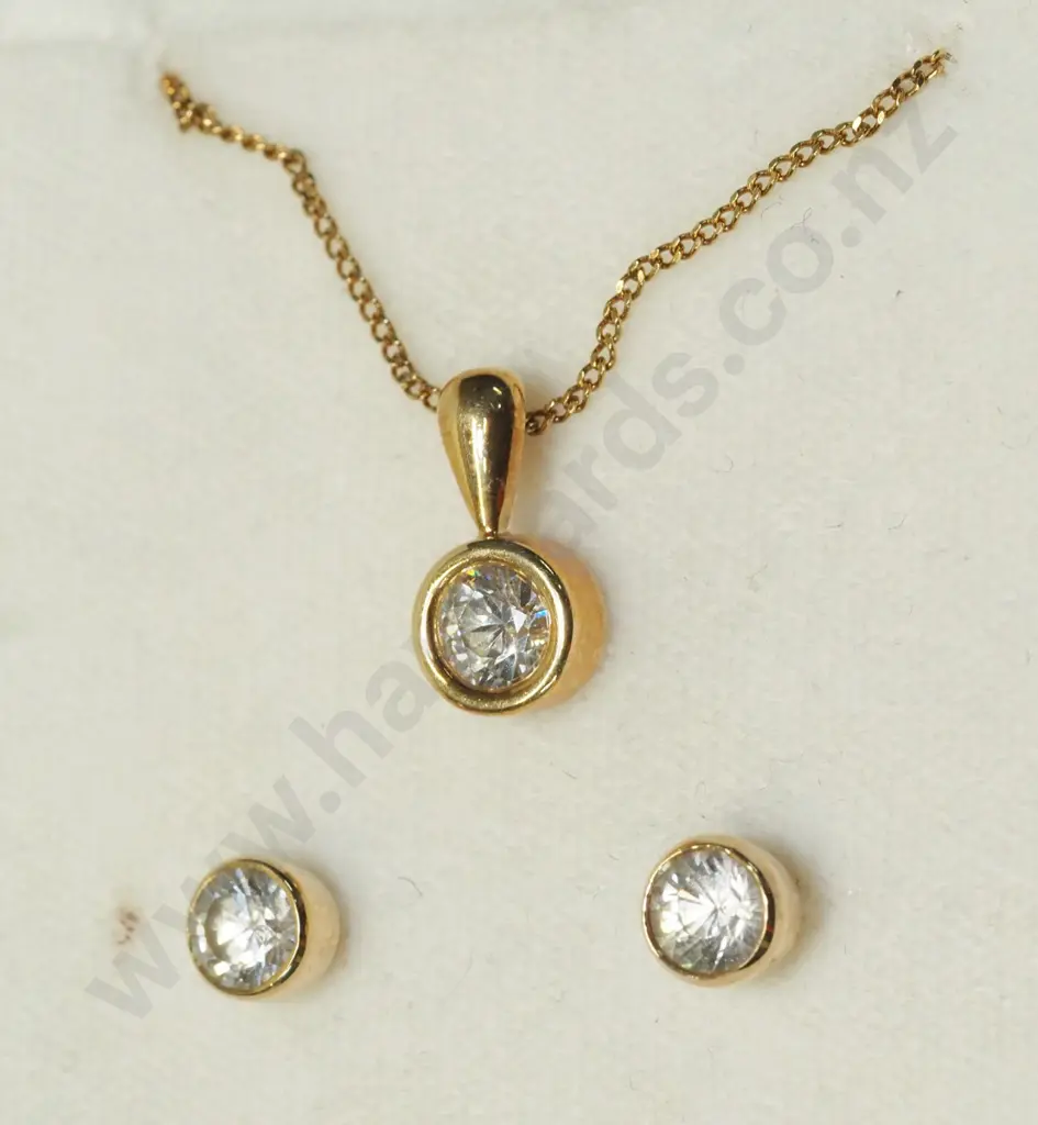 cz pendant & earring set chain stamped 925 Image 1++