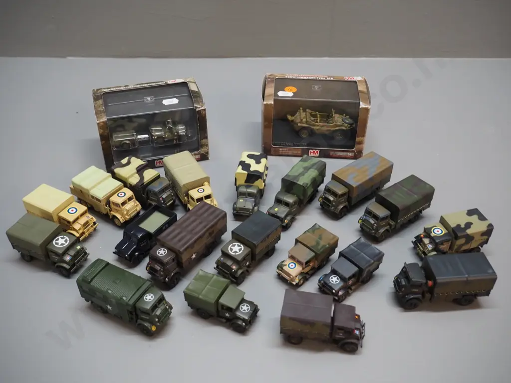 19 unboxed model military vehicles - all Oxford - and 2 boxed German models, one 1:48, one 1:72 Image 1++